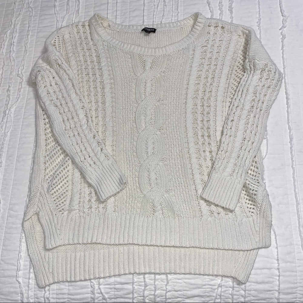 Express Tunic Length Cream Sweater
